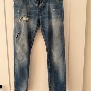 Diesel Slim Distressed Blue Jeans